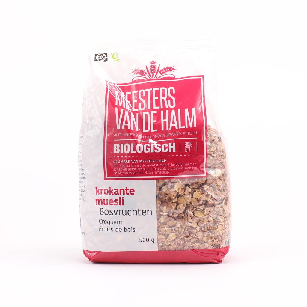 De Halm - Krokante Muesli Bosvruchten 500 g BIO