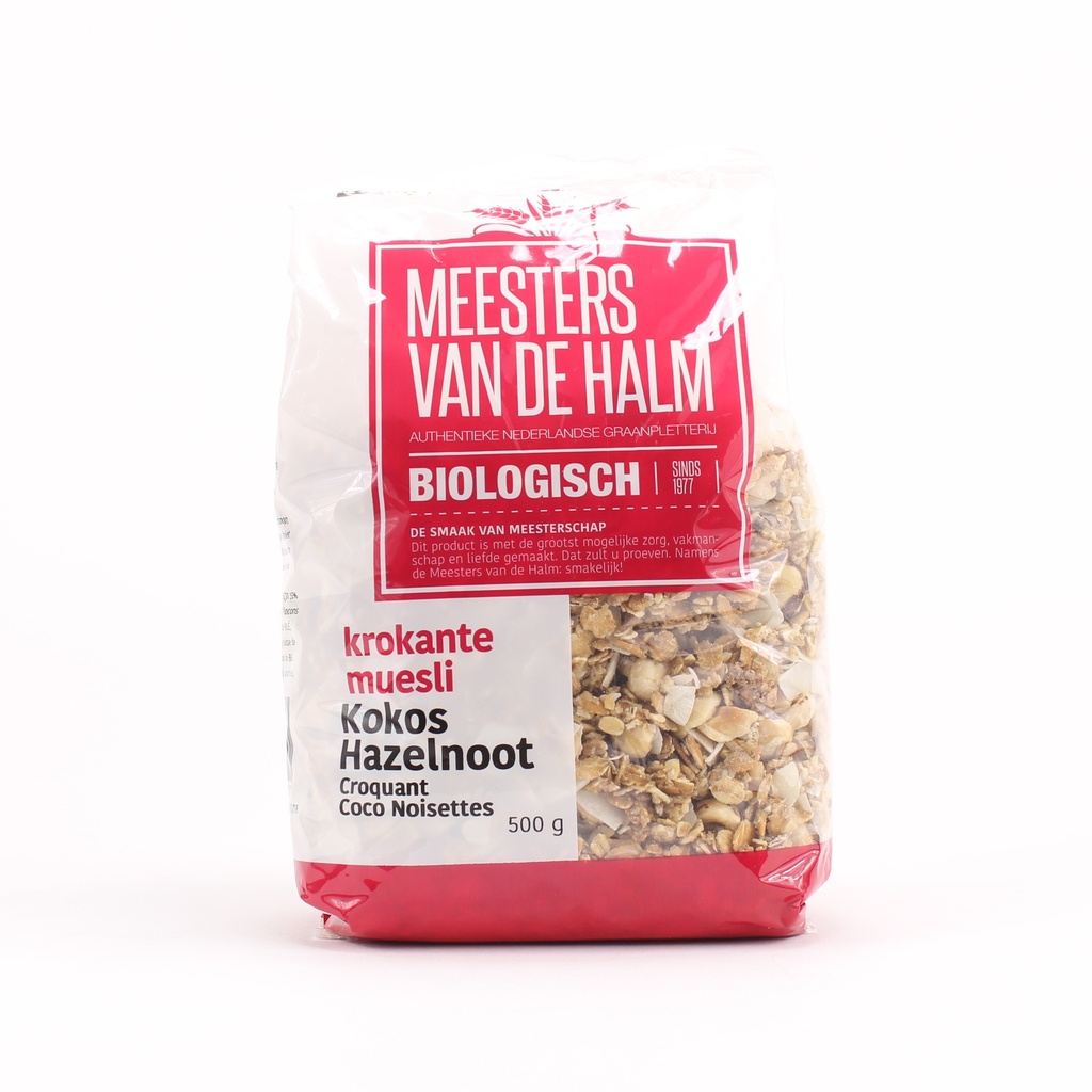 De Halm - Krokante muesli Kokos Hazelnoten BIO 500 g  