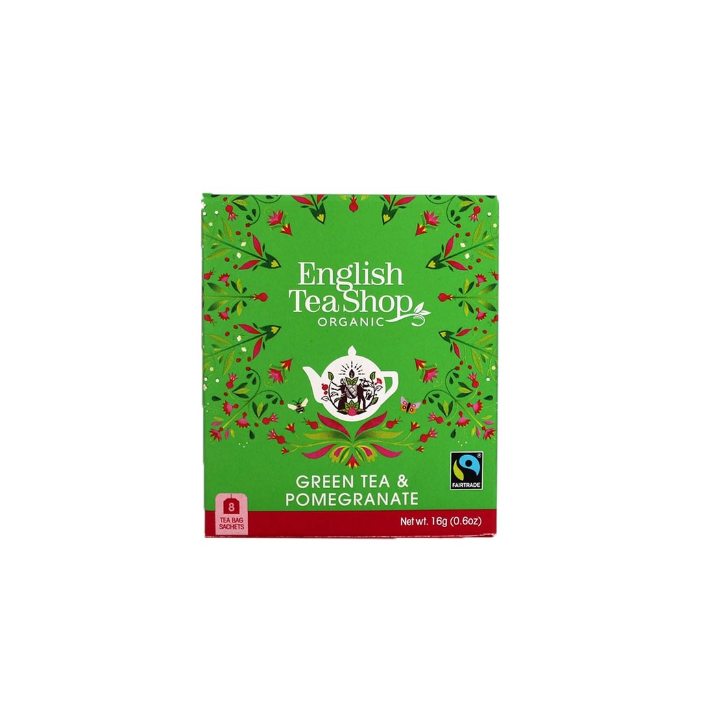 English Tea Shop - Green Tea & Pomegranate (8ct) BIO   