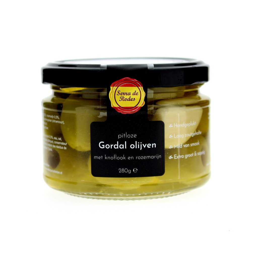 Serra de Rodes - Gordal Olijven Knoflook & Rozemarijn pitloos 280 g    