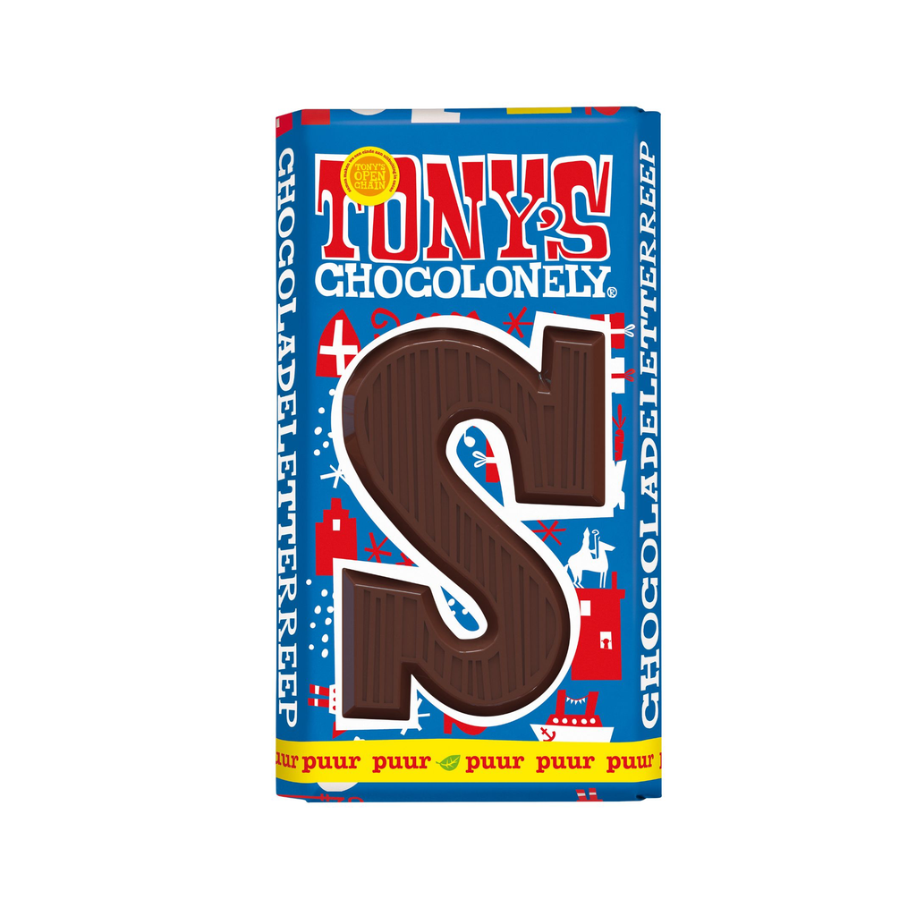 Tony's Chocolonely - Chocoladeletter Reep S Puur 180 g