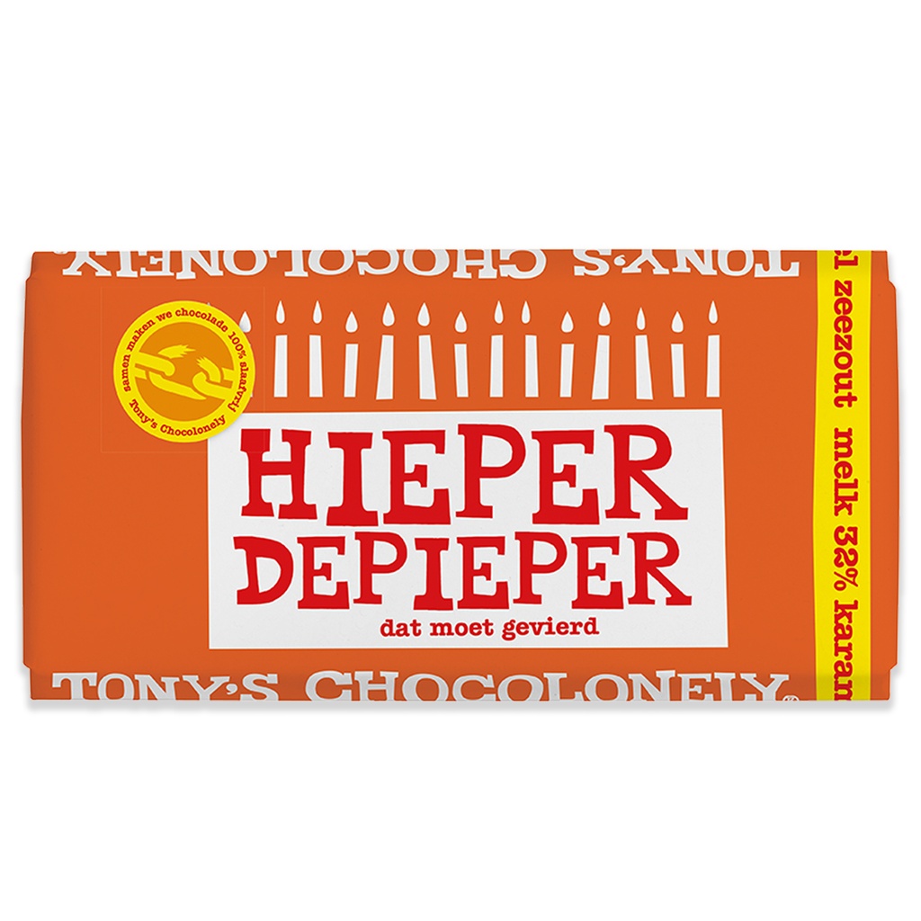 Tony's Chocolonely - Melk Karamel Zeezout Gefeliciteerd 180 g