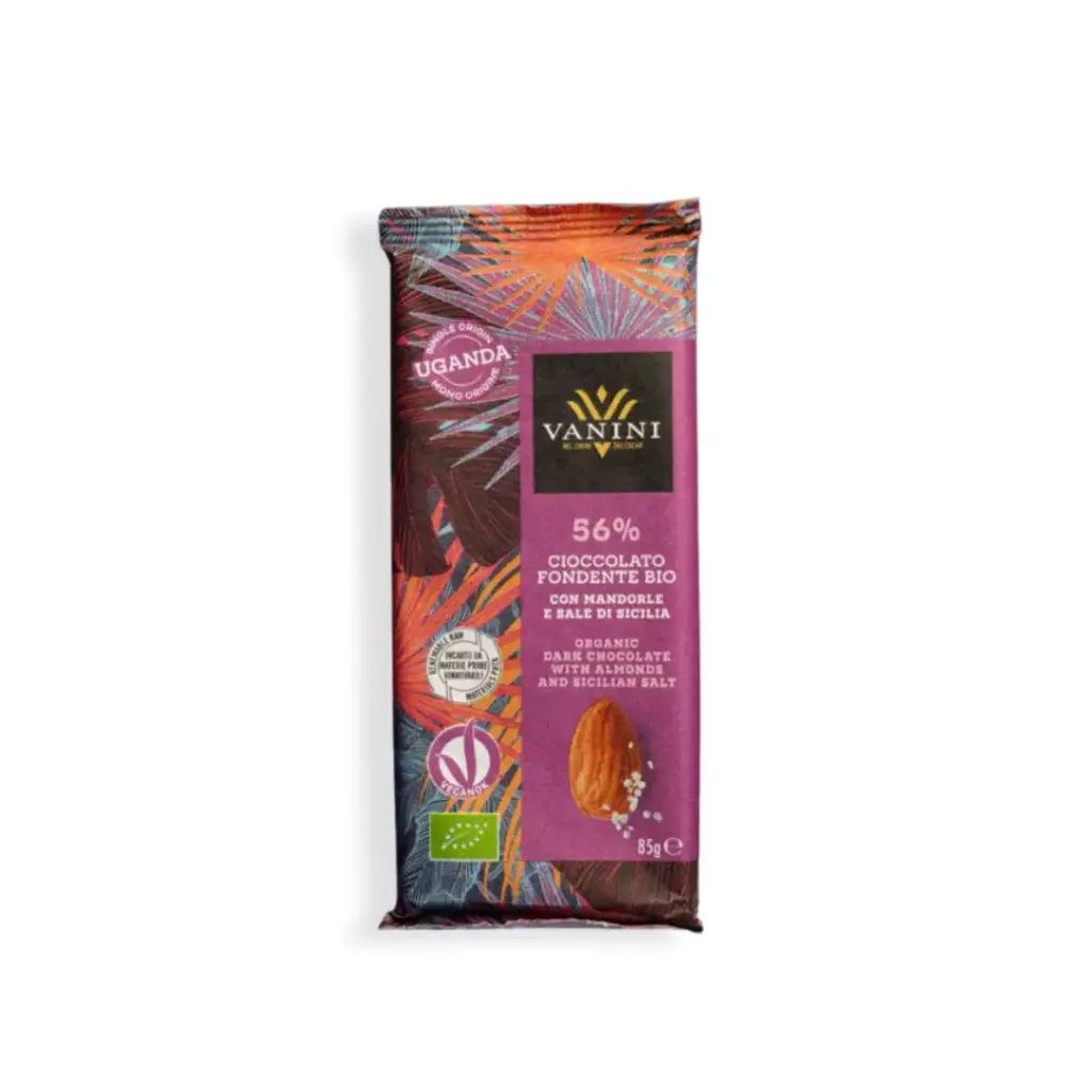 Vanini - Pure chocolade 56% met hazelnoot en zout BIO 85 g