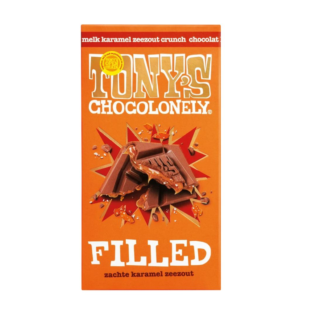 Tony's Chocolonely - Filled Karamel Zeezout Crunch 135 g