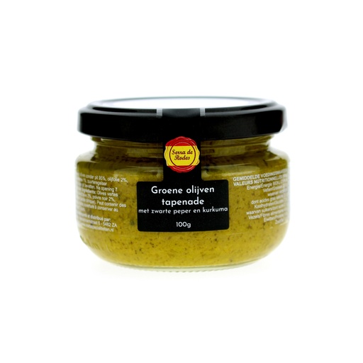 [19783] Serra de Rodes - Groene Olijven Tapenade Zwarte Peper & Kurkuma 100g   