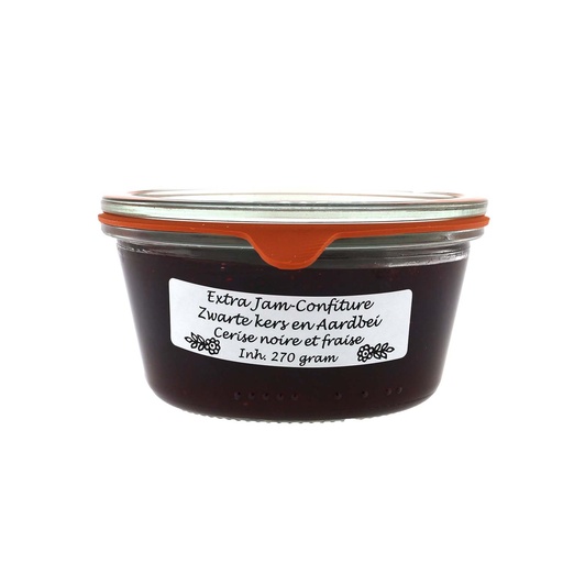 [7161] Theo van Woerkom - Extra Jam-Confiture Zwarte Kers Aardbeien 270 g