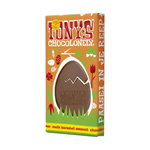 [90024] Tony's Chocolonely - Paasreep Melk Karamel Zeezout 180 g    