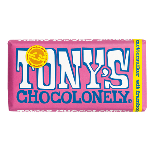 [90009] Tony's Chocolonely - Wit Framboos Knettersuiker 180 g