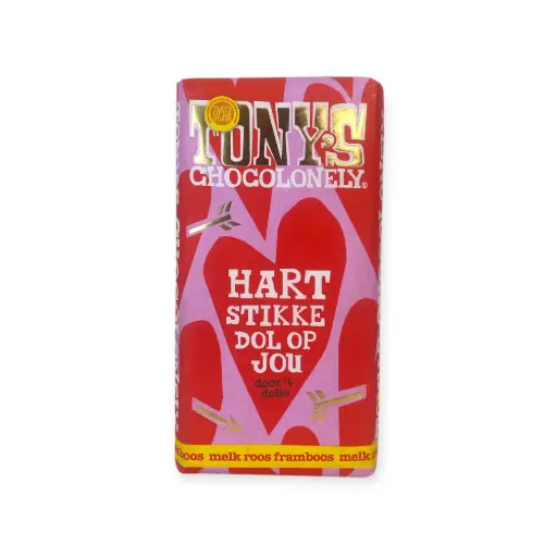 [90015] Tony's Chocolonely - Melk Roos Framboos - Hart 180 g