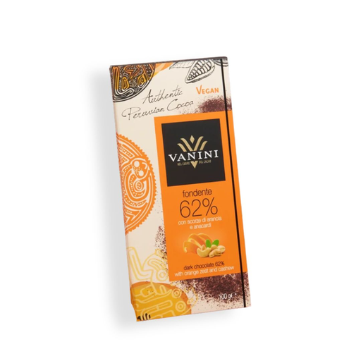 [17053] Vanini - Pure chocolade 62% met sinaasappel en cashew 100 g