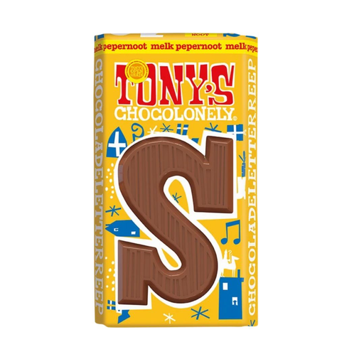 [90172] Tony's Chocolonely - Chocoladeletter Reep S Melk Pepernoot 90 g