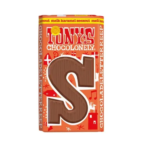 [90173] Tony's Chocolonely - Chocoladeletter Reep S Melk Karamel Zeezout 90 g 