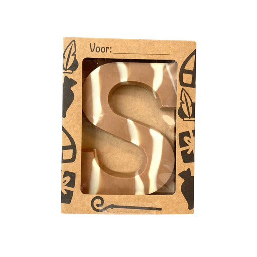 [11969] The Finest in Chocolate - Letter S Karamel massief witte streep 135 g